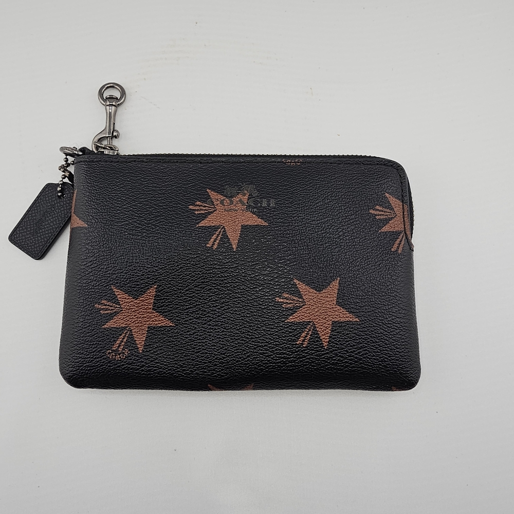 Coach Black and Brown Star Print Wristlet